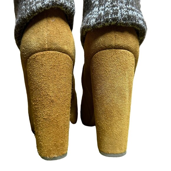 Rachel Comey Colton Ankle Boot Size 6.5 Fold-Over Knit Cuff Tan Suede Sweater - Picture 8 of 10